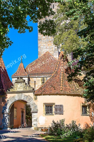 Rothenburg Of The Deaf Bastei City Gate Middle Ages Town Fortifications