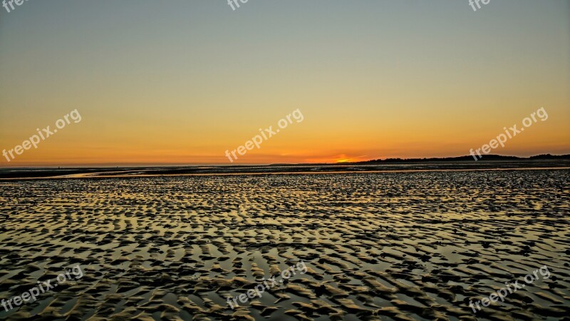 Sunset Intertidal Zone Low Tide Ebb Ocean