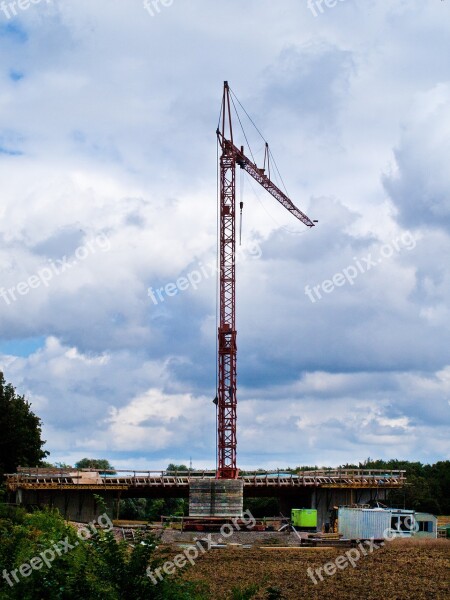 Crane Site Clouds Sky Baukran