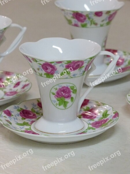 Teacup China Table Floral Motifs Saucer