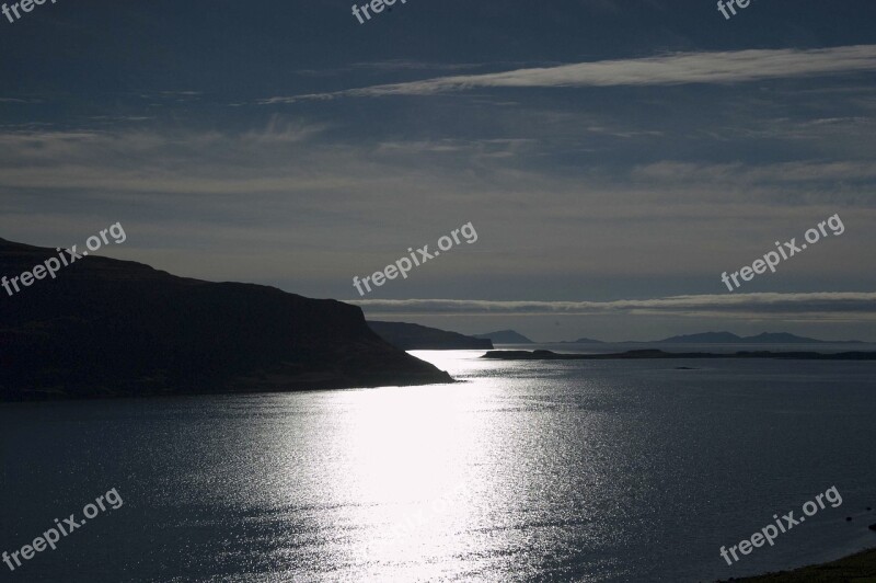 Landscape Island Moonlight Hebrides Highlands