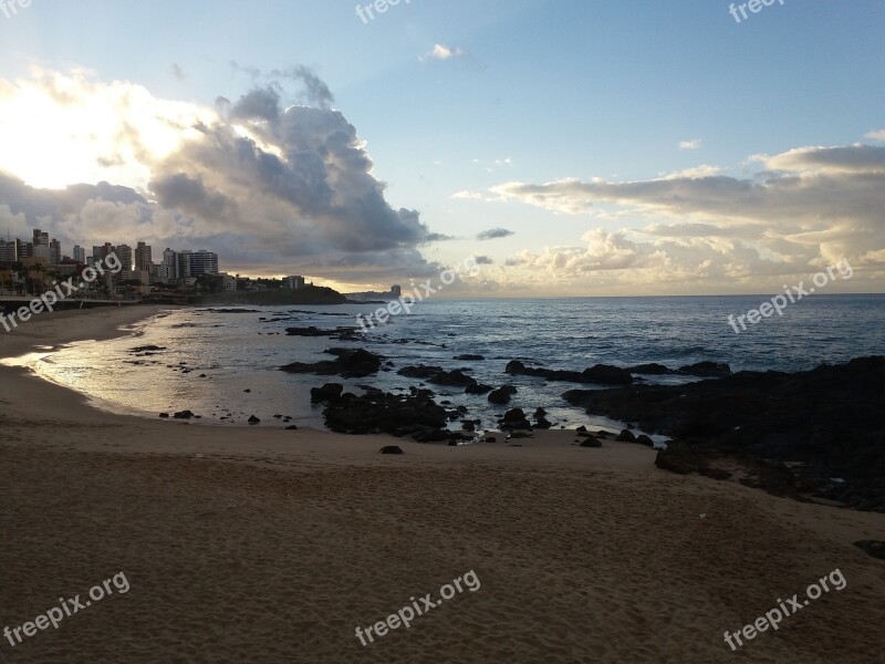 Bar Beach Mar Sunrise Clouds