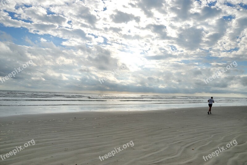 Beach Person Jogging Exercise Florida