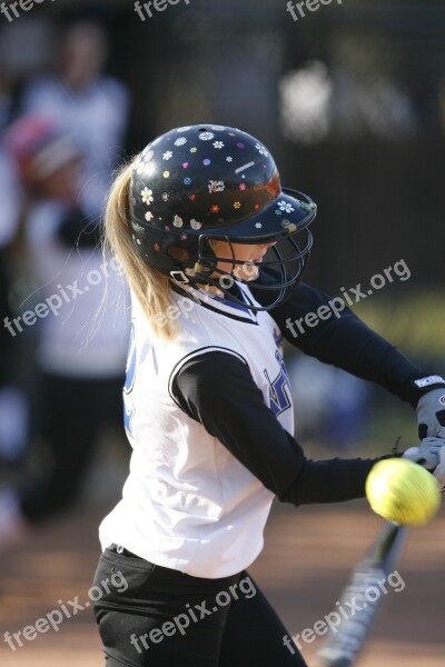 Softball Batter Female Action Hitting