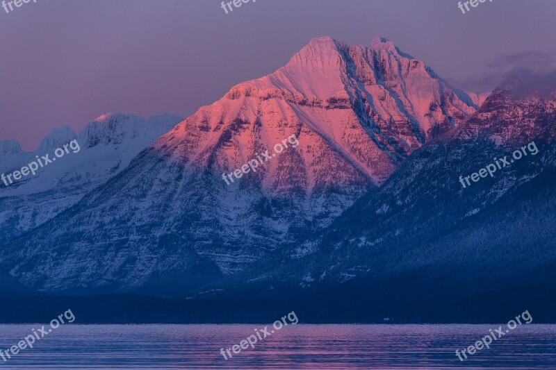 Sunset Landscape Mount Cannon Glacier National Park Montana