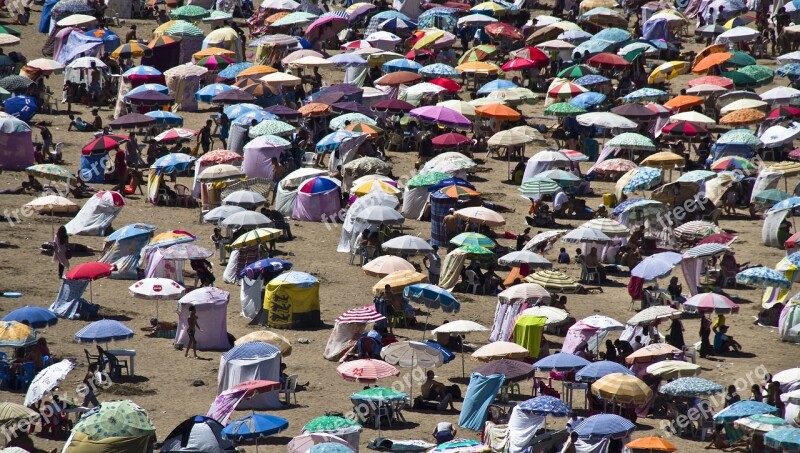 Beach Parasols Sun Colorful Sand Beach