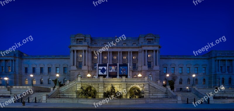 Washington Dc C Library Of Congress Thomas Jefferson Building Night