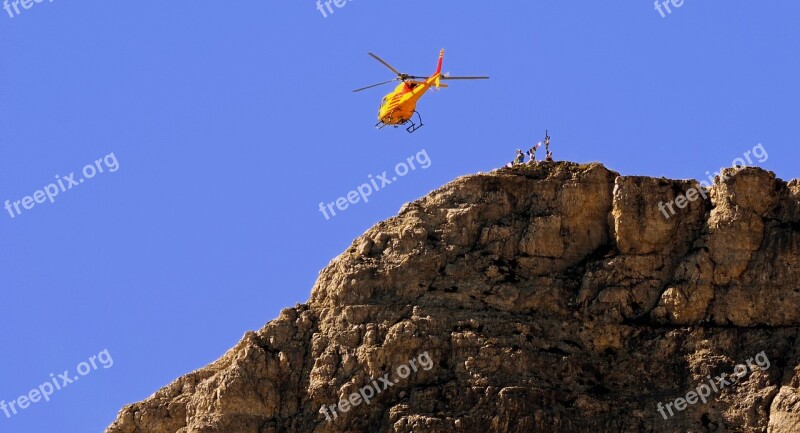 Helicopter Emergency Fly Sky Mountain