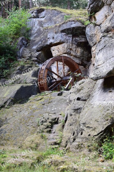 Waterwheel Historically Construction Old Rock