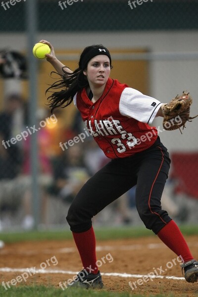 Softball Player Female Fielding Throwing