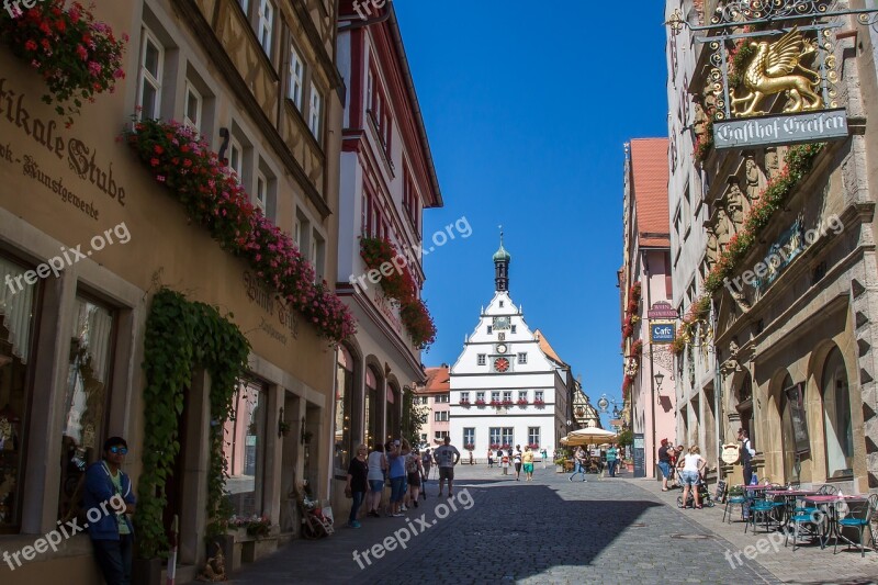 Rothenburg Of The Deaf Marketplace Ratstrinkstube House Facade Town Hall Square