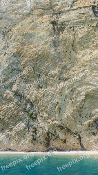 Rock Wall Zakynthos Greece Enormous Ocean