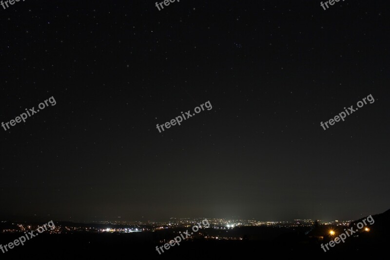 Night City Lights Night Photograph View Hill