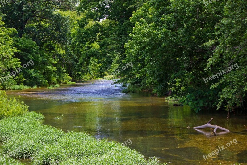 Oklahoma Tranquil River Trees Picturesque