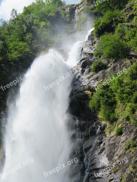 Waterfall Plunge Inject Mountains Partschins