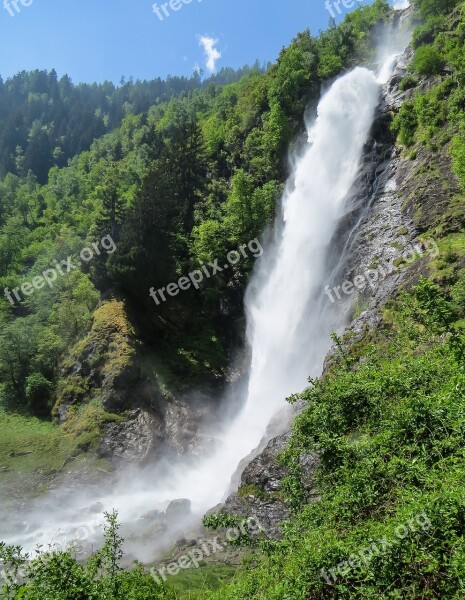 Waterfall Plunge Inject Mountains Partschins