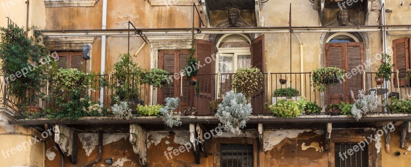 Balcony Old Facade Building Historic Center