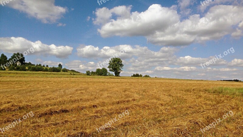 Olkusz Poland Field Landscape Clouds