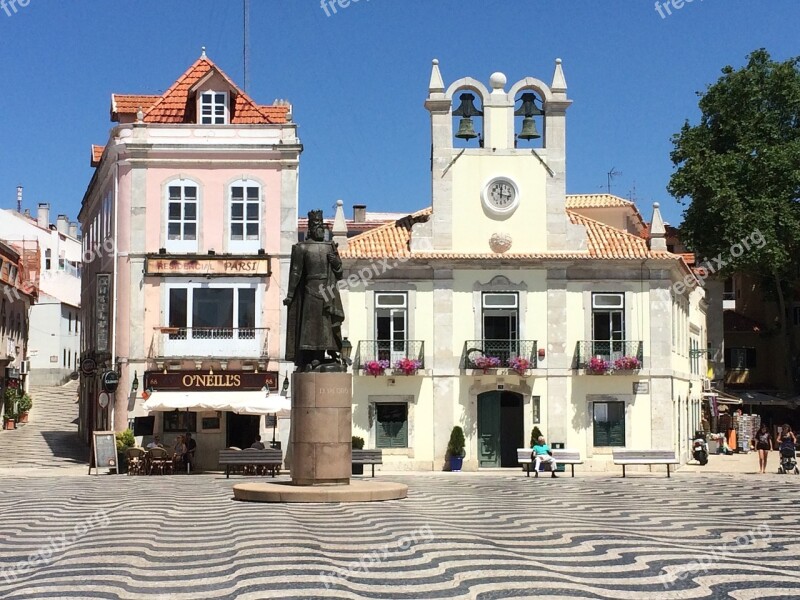 Cascais Portugal Wave Houses Statue