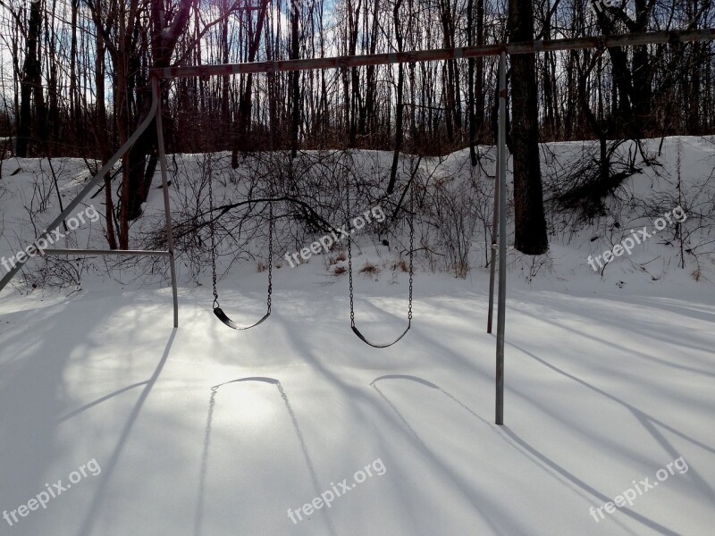 Winter Swing Snow Cold Playground