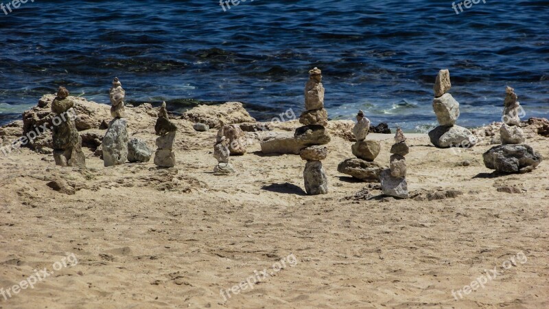 Stones Beach Sea Summer Makronissos