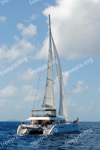 Catamaran Sailboat Sail Water Ocean