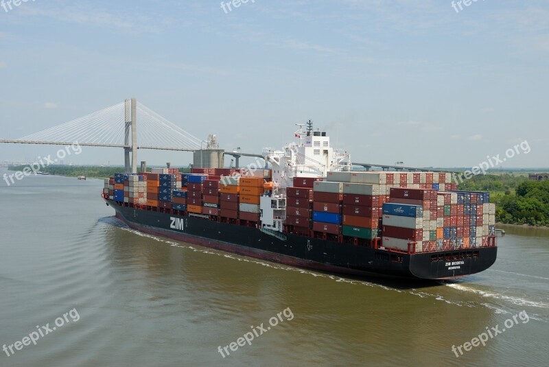 Cargo Ship Freighter Savannah Georgia River