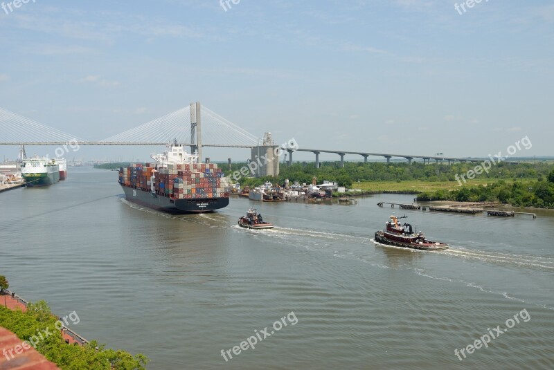 Cargo Ship Freighter Savannah Georgia River