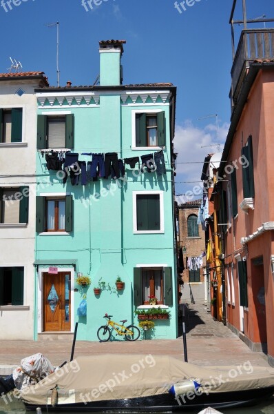 Venice Burano Bicycle Houses Glimpse