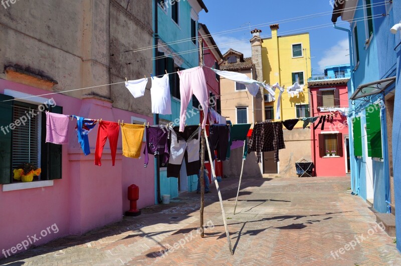 Venice Burano Colors Italy Cloths