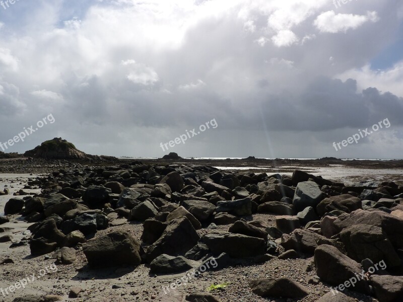 Clouds Rocks Landscape Nature Sky