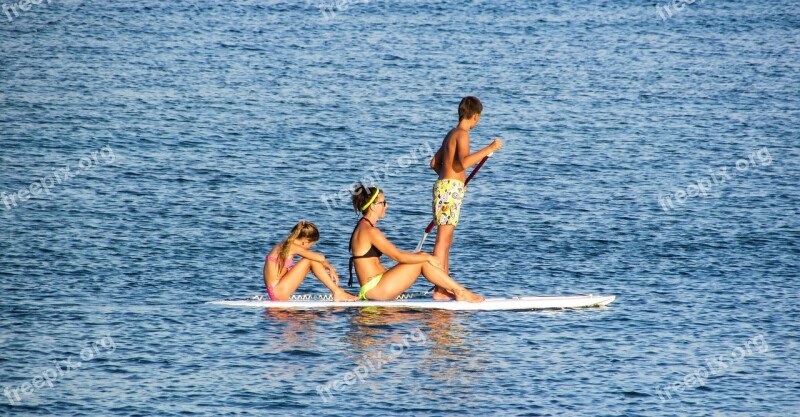 Paddling Paddle Board Family Sport Activity