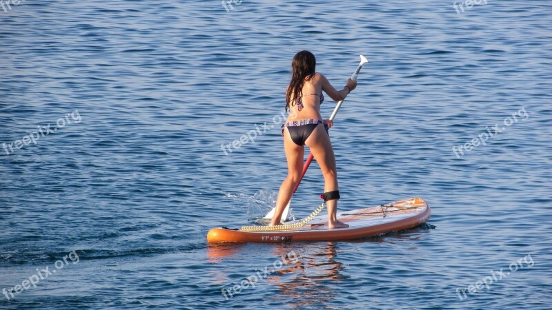 Paddling Paddle Board Girl Sport Activity