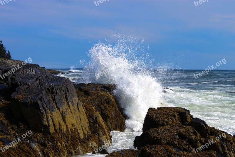 Ocean Spray Ocean Rocks Coast Water