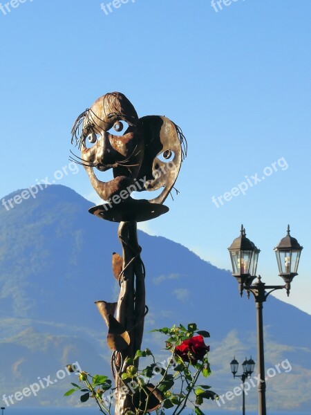 Guatemala Atitlan Totem Decoration Volcano Floor Lamp