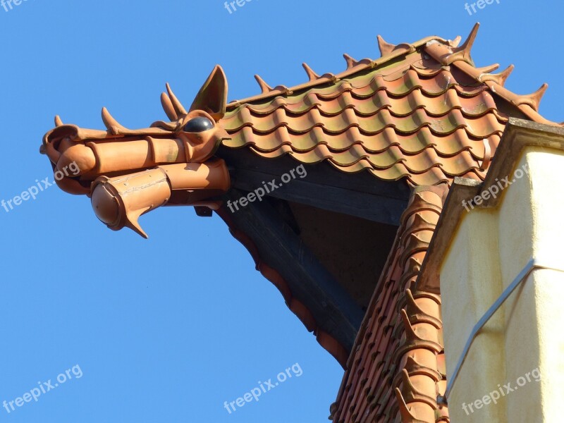 Gargoyle Dragon Roof Horns Figure