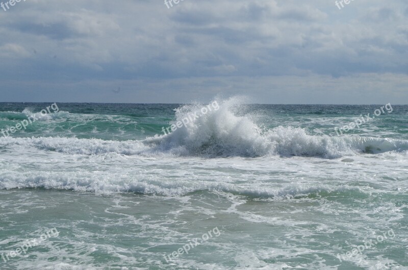 Sea Sea Foam Clouds Waves Free Photos