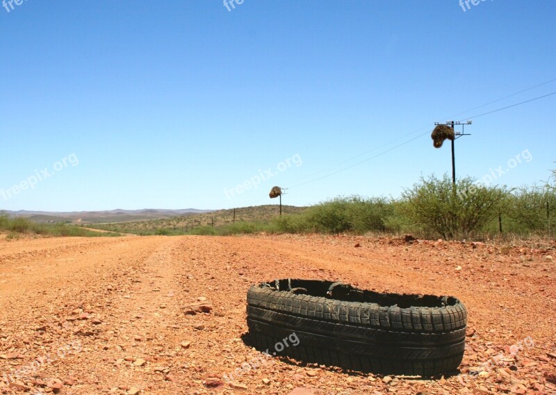 Tyre Burst Karoo Flat Road