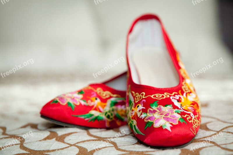 Wedding Chinese Wedding Red Shoes Happiness Marriage