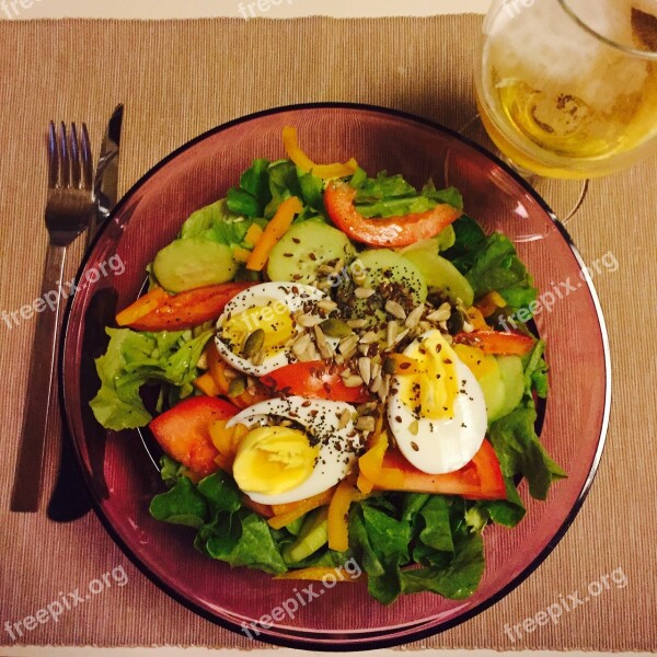 Salad Beer Bio Eggs Free Photos