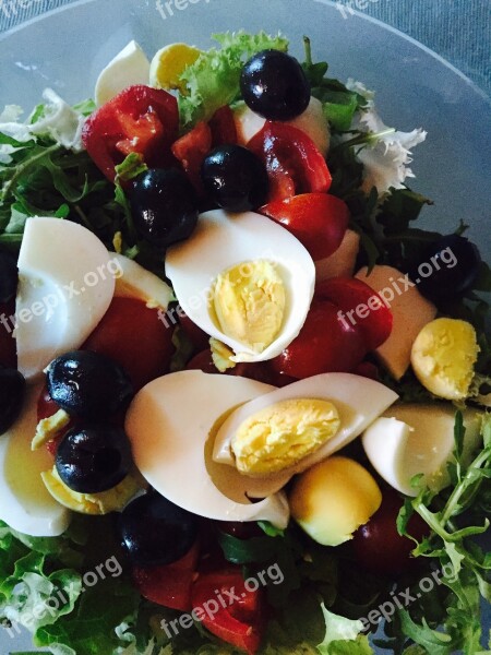 Salad Olives Egg Tomatoes Free Photos