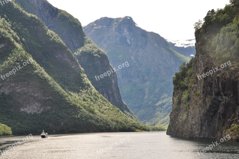 Fjord Norway Water Mountains Nærøyfjord