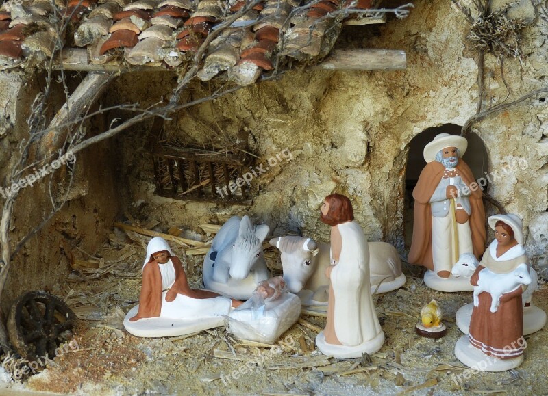 Christmas Crib Nativity Scene Father Christmas Jesus