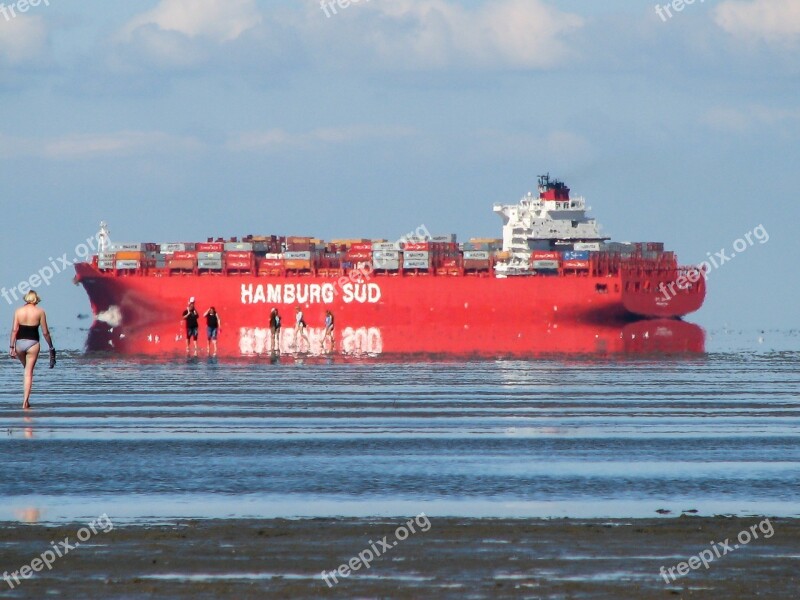 Ship Wadden Sea Mirage North Sea Watts