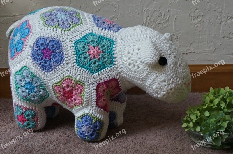 Crocheted Happy Lamb African Flower Design Heidi Bears Design Crochet Yarn