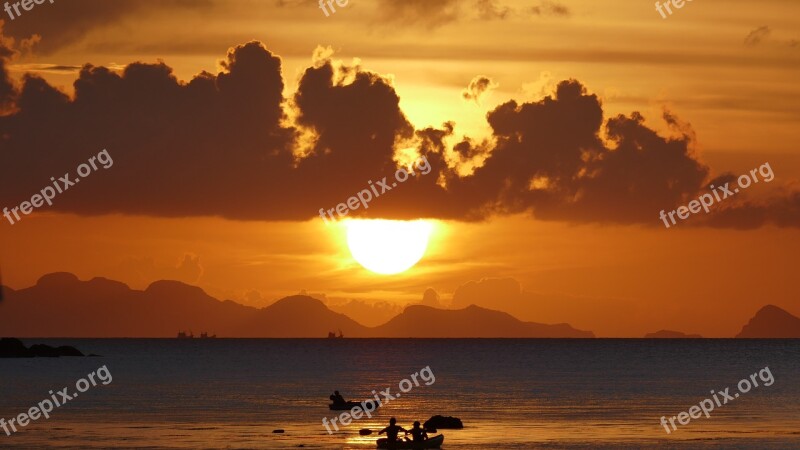 Sunset Boat Shadow Abendstimmung Mood