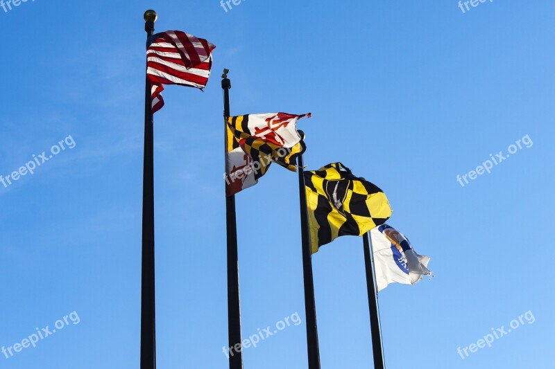 Flags Maryland Baltimore Urban Free Photos