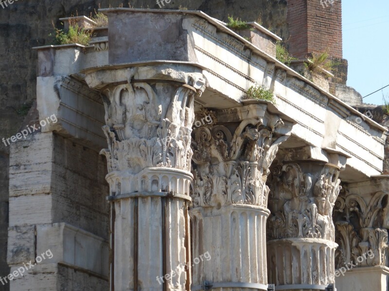 Italy Rome Temple Forum Ruins