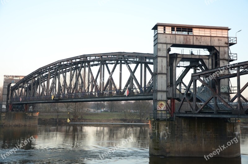 Hubbrücke Magdeburg Railway Bridge Elbe Monument