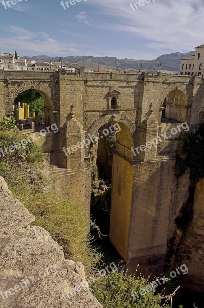 Bridge Ronda Spain Valley Landscape Tourist